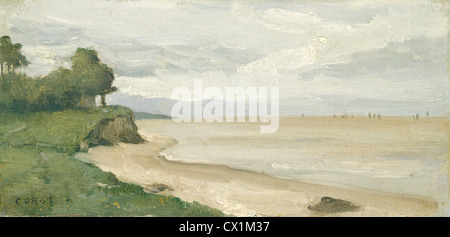 Jean-Baptiste-Camille Corot, Strand in der Nähe von Etretat, Französisch, 1796-1875, c. 1872, Öl auf Leinwand Stockfoto