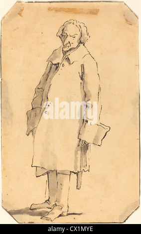 Giovanni Battista Tiepolo (Italienisch, 1696-1770), ein stehender Mann trug einen großen Mantel und Stiefel Stockfoto