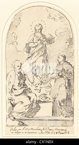 Pietro Antonio Novelli (Italienisch, 1729-1804), der Unbefleckten Empfängnis, Feder und schwarzer Tinte über schwarzer Kreide auf Bütten Stockfoto