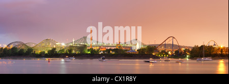 Montreals Vergnügungspark La Ronde bei Sonnenuntergang. Stockfoto