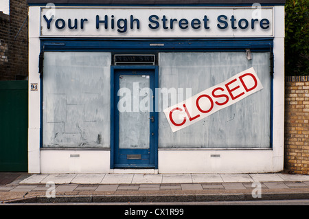 Eine geschlossene Front unten shop - Your High Street Store - Konzept-Bild Stockfoto
