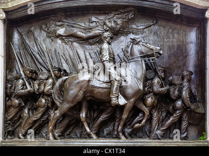 Die Robert Gould Shaw Denkmal vor der Massachusetts State House, Beacon Street, Boston, Massachusetts, USA Stockfoto