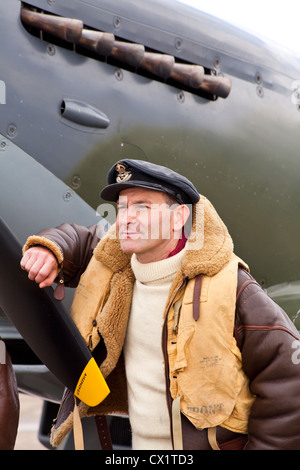 Spitfire-Pilot der königlichen Luftwaffe. Stockfoto