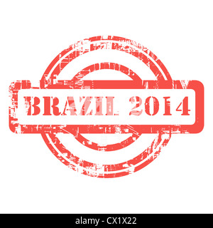 Brasilien 2014 rote Grunge Stempel isoliert auf weißem Hintergrund. Stockfoto