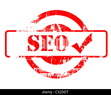 SEO genehmigt rot rot Stempel Stempel mit textfreiraum isoliert auf weißem Hintergrund. Stockfoto