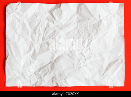 Crimp-weißes Papier Textur Blatthintergrund rot Stockfoto