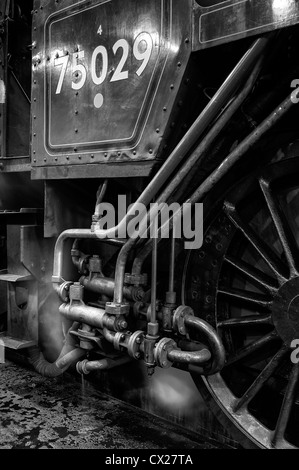 Detail der Dampfmaschine der Grüne Ritter an der North Yorkshire Moors railway Lokschuppen bei Grosmont Stockfoto