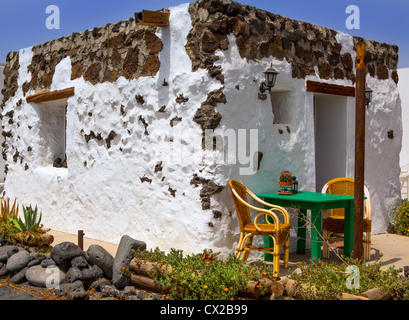 El Golfo auf Lanzarote weiße Häuser Fassaden auf den Kanarischen Inseln Stockfoto