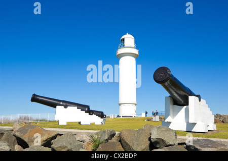 Die Wollongong Head Lighthouse und Kanonen, North Wollongong, New South Wales, Australien Stockfoto