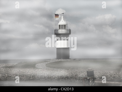 Wremen Ostfriesland Nordsee Nordsee Leuchtturm Im Nebel Europa Europe Stockfoto