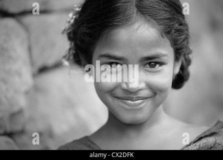 Indische Mädchen Portrait Monochrom Andhra Pradesh in Indien Stockfoto
