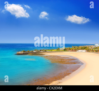 Arrecife Lanzarote Playa del Reducto Strand Luftbild in Kanarische Inseln Stockfoto