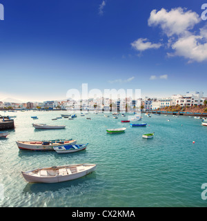 Arrecife auf Lanzarote Charco de San Ginés Booten in Kanarische Inseln Stockfoto