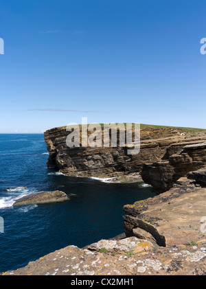 Dh Brough von Bigging YESNABY ORKNEY Seeklippen blue sky seapinks clif Tops und ruhiges Meer Felsen Sommer Schottland Stockfoto