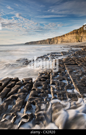 Nash-Punkt auf der Glamorgan Heritage Coast, South Wales, Großbritannien. (August) im Sommer 2012. Stockfoto