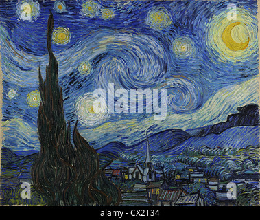 Die Sternennacht von Vincent Van Gogh - sehr hohe Bildqualität dieses Meisterwerk Gemäldes. Stockfoto