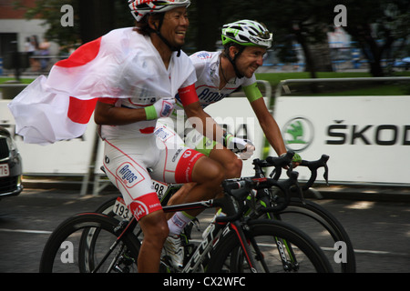 Yukihiro Doi Thierry Hupond Argos-Shimano Vuelta ein España Tour von Spanien 2012 9/09/2012 Paseo del Prado Madrid Stockfoto
