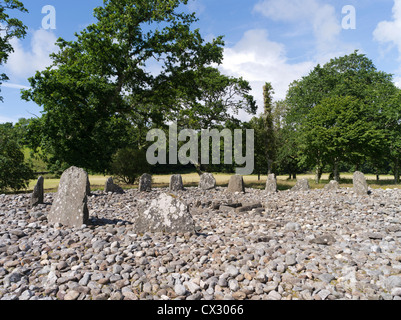 dh Temple Wood Stone Circles KILMARTIN Glen ARGYLL SCHOTTLAND Schottisch neolithische stehende Steine Begräbniszist Kreis alten großbritannien Wälder Stockfoto