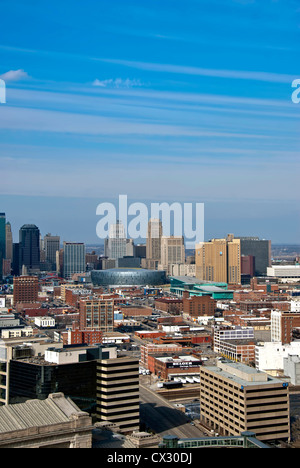 Antenne über malerische Skyline von St. Louis, Missouri, zeigt die Stadt hauptsächlichinnenstadt Stockfoto