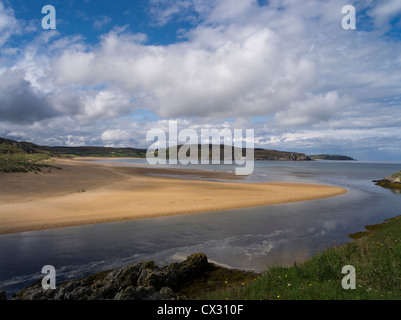 dh Torrisdale Bay BETTYHILL SUTHERLAND Mündung des Flusses Naver Sandy Strand scottish Highlands weißer Sand Schottland Nordküste 500 Hochland Sand Stockfoto