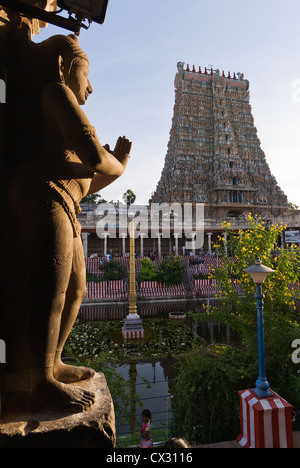 Elk201-5116v Indien, Sri-Meenakshi-Tempel, Innentank, Madurai, Tamil Nadu Stockfoto