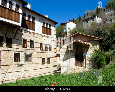 Traditionelles Steinhaus in Kastoria Stadt (Epirus, Griechenland) Stockfoto