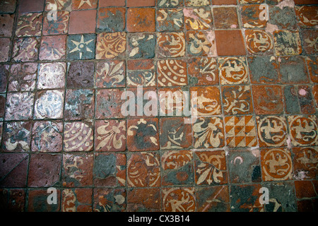 Winchester mittelalterliche Bodenfliesen - Hampshire UK Stockfoto