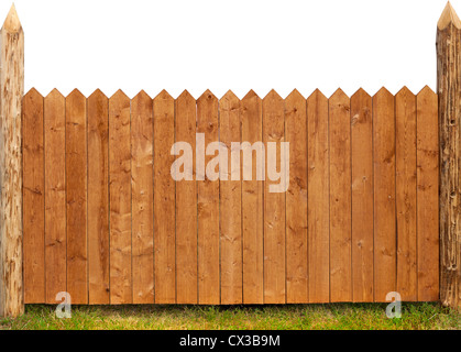 Holzzaun, isoliert auf weiss Stockfoto