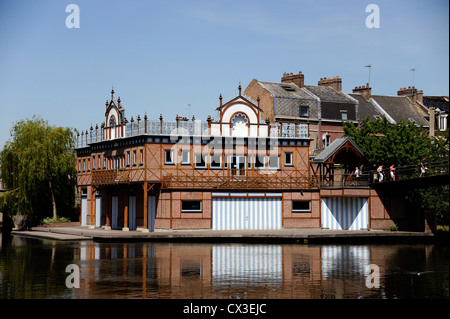 Sport Nautique Amiens, Clubhaus, Somme River, Amiens, Somme, Picardie, Frankreich Stockfoto