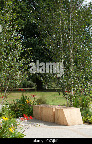 Mal Eureka Pavillon Vereinigtes Kew, Königreich. Architekt: NEX, 2011. Sitzgelegenheiten im Freien. Stockfoto