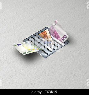 Drain mit Geld Stockfoto