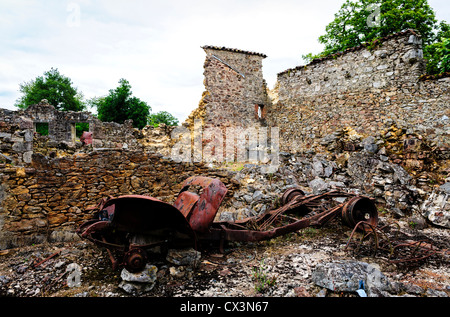 Szene in das Dorf von Oradour-Sur-Glane - das Dorf der Märtyrer, Frankreich Stockfoto