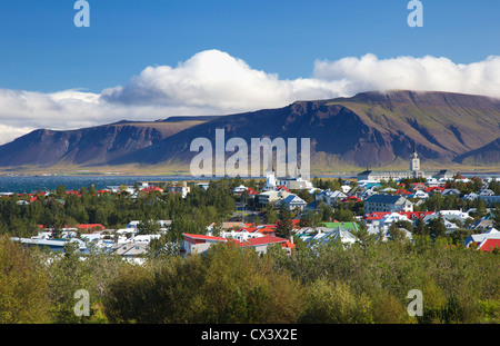 Luftaufnahme von Reykjavik aus der Perlan Stockfoto