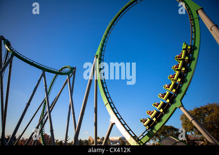 Hulk Rollercoaster Universal Studios Themenpark Orlando Florida USA Stockfoto