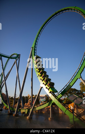 Hulk Rollercoaster Universal Studios Themenpark Orlando Florida USA Stockfoto