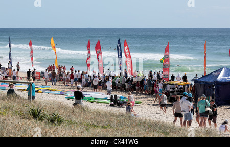 Surf Lifesaving Karneval Tugun Beach Queensland Surf Clubs besuchen einen Surf-Karneval statt, an der Gold Coast und Tugun Beach Stockfoto