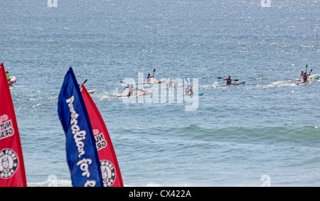 Surf Lifesaving Karneval Tugun Beach Queensland Surf Clubs besuchen einen Surf-Karneval statt, an der Gold Coast und Tugun Beach Stockfoto