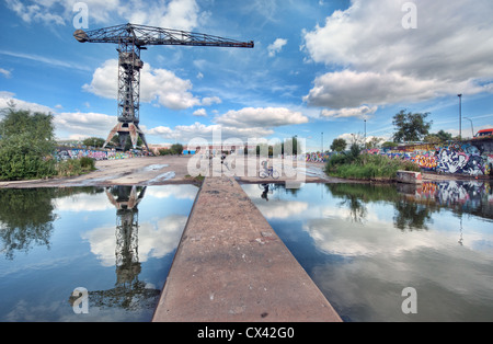 Die alten, stillgelegten NDSM-Werft in Nord-Amsterdam, Niederlande ist jetzt ein kreativer Raum für Künstler Stockfoto