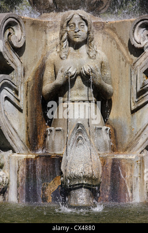 Die Meerjungfrauen-Brunnen (La Fuente de Las Sirenas) ...in der UNESCO [UNESCO-Welterbe] Antigua, Guatemala-Mittelamerika Stockfoto