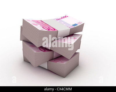 Paket von 500 Euro-Banknoten mit Bank-wrapper Stockfoto