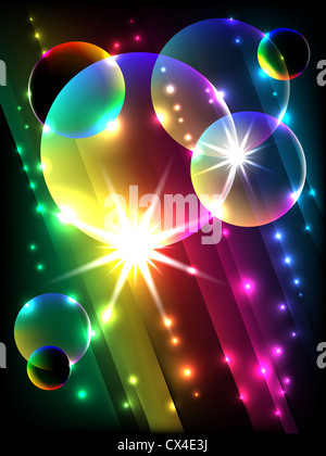abstrakt stilisierte bunte Bläschen mit Transparenz-Effekt Stockfoto