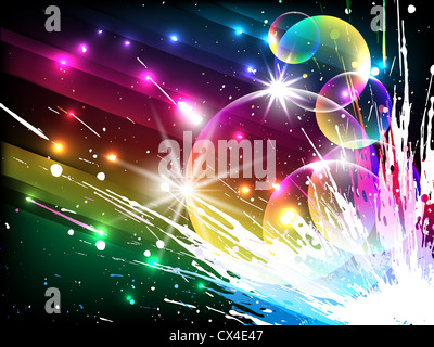 abstrakte leuchtend bunte Ecke Splash mit Transparenz bubbles Stockfoto