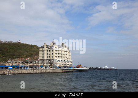 Pier, Grand Hotel, Conwy Grafschaft, Llandudno, Nord Wales, Wales, Vereinigtes Königreich Stockfoto