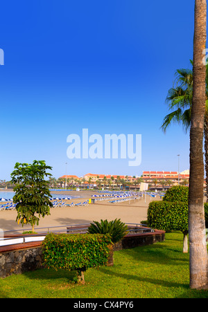 Strand von Los Cristianos Arona Teneriffa Süd auf den Kanarischen Inseln Stockfoto