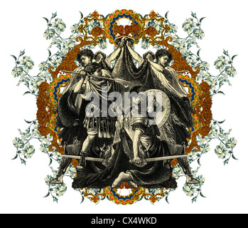 Luxuriösen viktorianischen Initialen Buchstaben O, nach einer Gravur 'A Bull Fight"edited by The Graphic - London, ca. 1878. Stockfoto