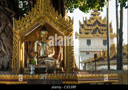 Ein Schrein auf dem Gelände der Shwedagon Paya (Shwedagon-Pagode), Yangon (Rangoon), Myanmar (Burma) Stockfoto