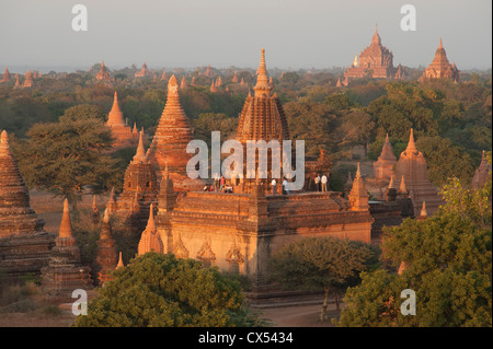 Blick bei Sonnenuntergang vom Pagode Shwe Hsan Daw (Shwesandaw), Bagan, Myanmar (Burma) Stockfoto