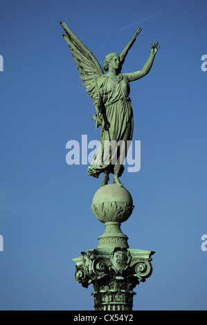 Gedenksäule Ivar Huitfeldt (1665-1710) gewidmet. Statue des Sieges an der Spitze von Ferdinand Edvard Ring. des 19. Jahrhunderts. Stockfoto