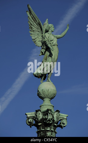 Gedenksäule Ivar Huitfeldt (1665-1710) gewidmet. Statue des Sieges an der Spitze von Ferdinand Edvard Ring. des 19. Jahrhunderts. Stockfoto