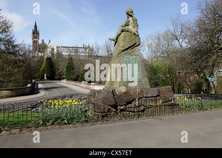 Denkmal für die Hochland-helle Infanterie gefallenen in den südafrikanischen Krieg, Kelvingrove Park West End von Glasgow, Schottland, UK Stockfoto